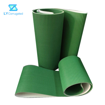 Corrugated Cardboard Green PVC Inclining Conveyor Belt For Auto Basket Stacker