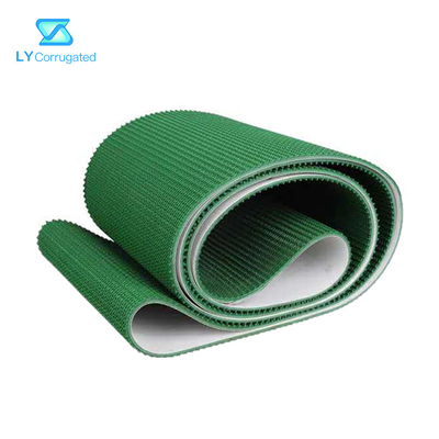 Corrugated Cardboard Green PVC Inclining Conveyor Belt For Auto Basket Stacker